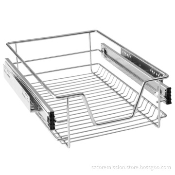Telescopic Electroplating Kitchen Pull Out Drawer Basket